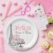 Pink Paris Sweet 16 Geburtstagsparty Pappteller (Party)
