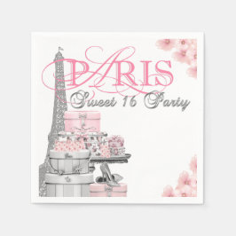 Pink Paris Sweet 16 Geburtstagsparty Serviette