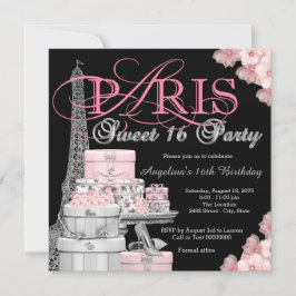 Pink Paris Sweet 16 Party Einladung