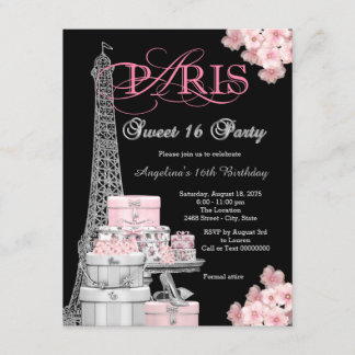 Pink Paris Sweet 16 Party Einladung