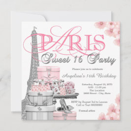Pink Paris Sweet 16 Party Einladung