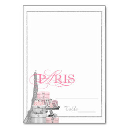 Pink Paris Tented Escort Cards Tischnummer