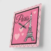 Pink Paris Wall Clock Quadratische Wanduhr (Winkel)