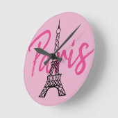 Pink Paris Wall Clock Runde Wanduhr (Winkel)