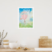 Pink Paris Watercolor D'Aire Balloon Poster (Küche)