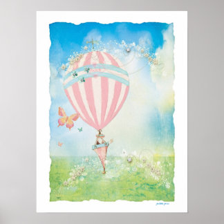 Pink Paris Watercolor D'Aire Balloon Poster
