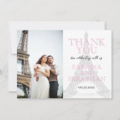 Pink Paris Wedding Foto Vielen Dank Dankeskarte (Vorderseite)