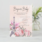 Pink Pariser Eiffelturm Babydusche Einladung (Stehend Vorderseite)