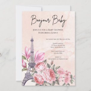 Pink Pariser Eiffelturm Babydusche Einladung