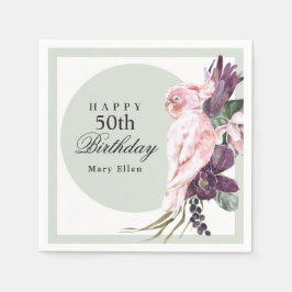 Pink Parrot Boho Botanische 50. Geburtstag Serviette