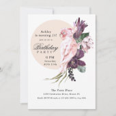 Pink Parrot Boho Tropical 21. Geburtstag Party Einladung (Vorderseite)