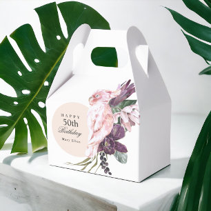 Pink Parrot Boho Tropical 50. Geburtstagsparty Geschenkschachtel