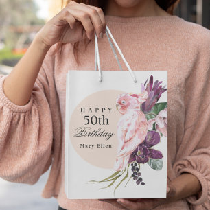 Pink Parrot Boho Tropical 50. Geburtstagsparty Mittlere Geschenktüte