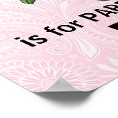 Pink Parrot Monogram Big Letter P Baby Room Poster (Ecke)