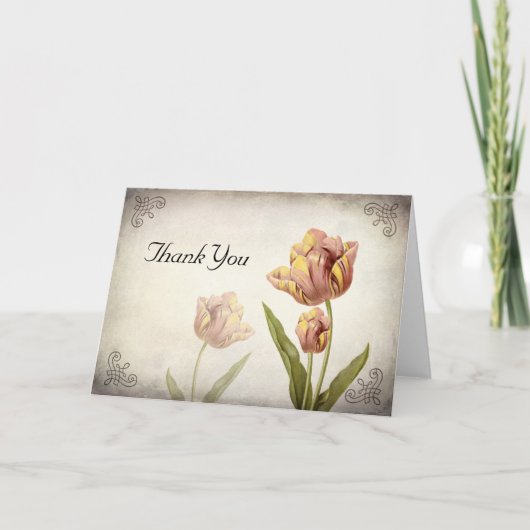Pink Parrot Tulip Danke Karte (Vorderseite)
