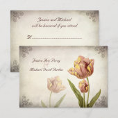 Pink Parrot Tulip Response Card RSVP Karte (Vorne/Hinten)