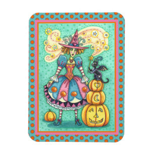 PINK PARTY HEXE IST HALLOWEEN MAGIE, SCHWARZE KATZ MAGNET