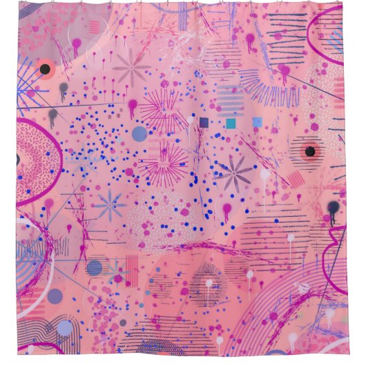 Pink Party Maximalist Art Duschvorhang (Vorderseite)