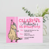 Pink Party Pony Girls Geburtstag Einladung (Stehend Vorderseite)
