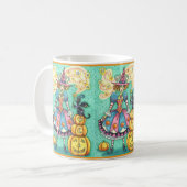 PINK PARTY WITCH IST HALLOWEEN MAGIC, SCHWARZE KAT KAFFEETASSE (Vorderseite Links)