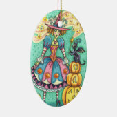 PINK PARTY WITCH IST HALLOWEEN MAGIC, SCHWARZE KAT KERAMIK ORNAMENT (Rechts)