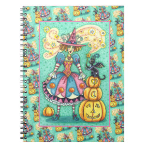 PINK PARTY WITCH IST HALLOWEEN MAGIC, SCHWARZE KAT NOTIZBLOCK