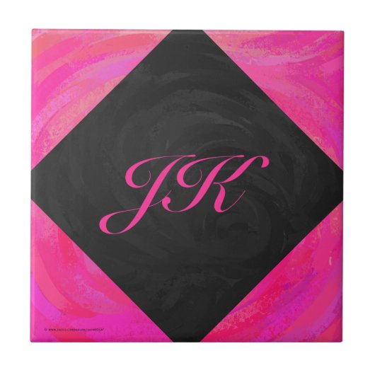 Pink Passion Monogram Fliese (Vorderseite)