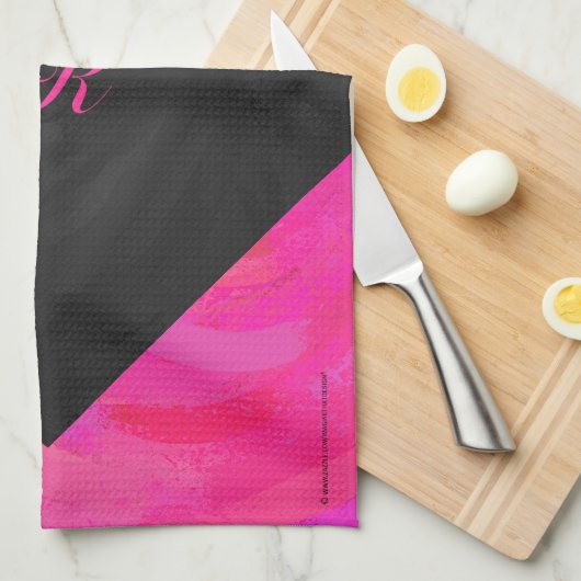 Pink Passion Monogram Geschirrtuch (Viertel Falte)