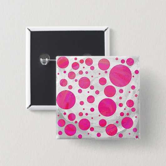 Pink Passion Polka Dot Pattern Button (Vorne & Hinten)