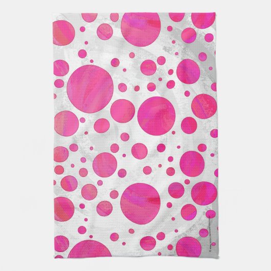 Pink Passion Polka Dot Pattern Geschirrtuch (Vertikal)