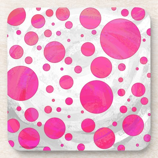 Pink Passion Polka Dot Pattern Getränkeuntersetzer (Vorderseite)