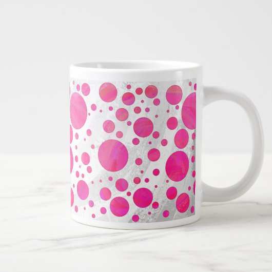 Pink Passion Polka Dot Pattern Jumbo-Tasse (Rechts)