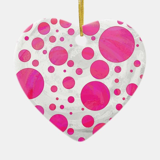 Pink Passion Polka Dot Pattern Keramik Ornament (Vorne)