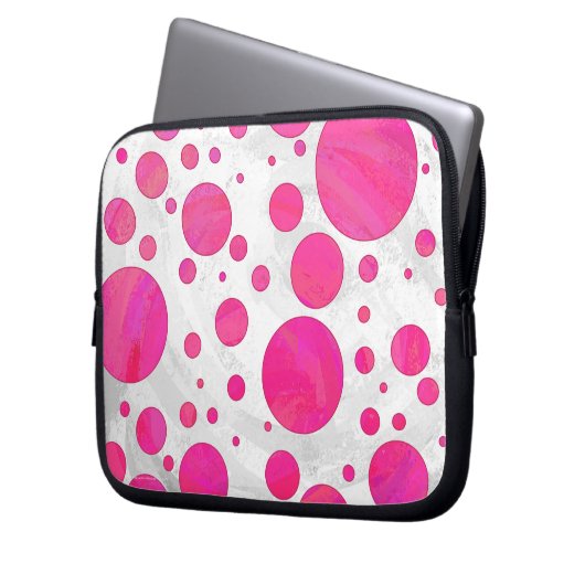 Pink Passion Polka Dot Pattern Laptopschutzhülle (Vorderseite Links)