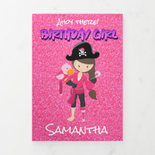 Pink Pasta Glitzer Pirate Girl Dreifach Gefaltete Karte