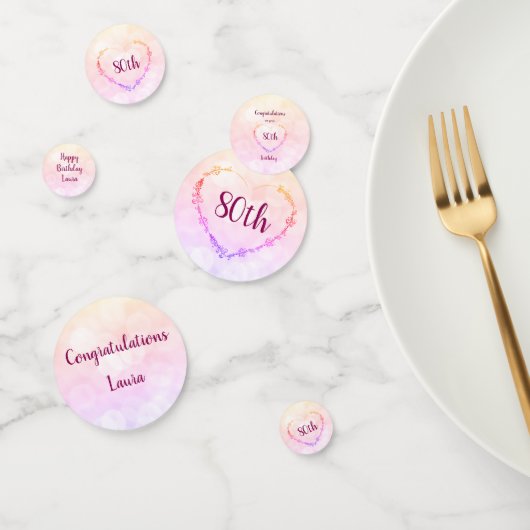 Pink Pastel 80. Geburtstagsdesign Konfetti (Gruppe)