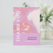 Pink Pastel Abstrakt Art Wedding Danke Karte (Stehend Vorderseite)