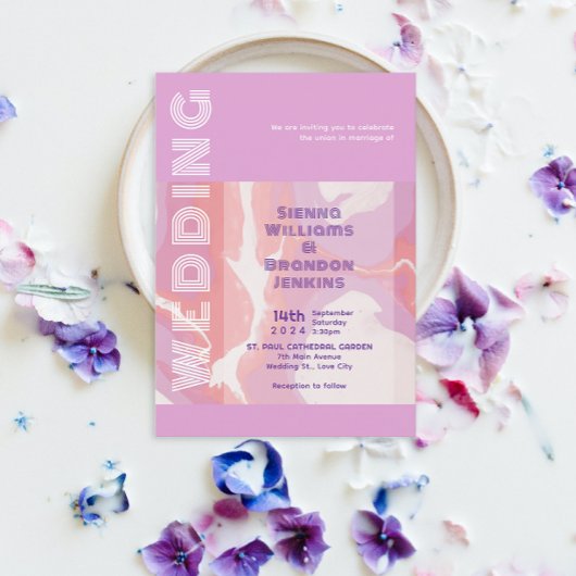 Pink Pastel Abstrakt Art Wedding Einladung
