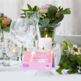 Pink Pastel Abstrakt Art Wedding Faltende Platzkar Platzkarte