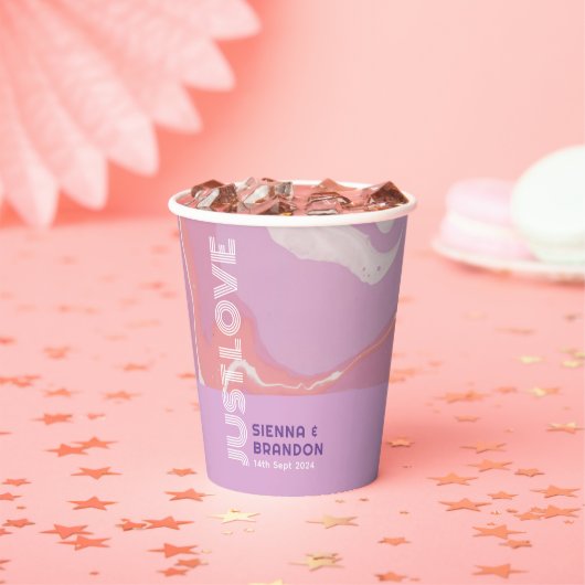 Pink Pastel Abstrakt Art Wedding Paper Cups Pappbecher (Insitu)