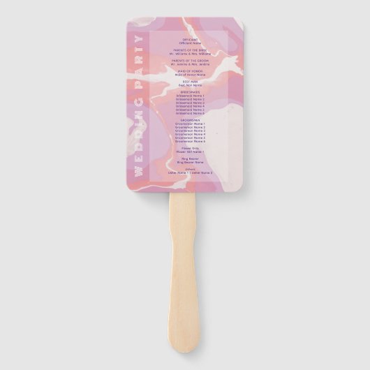 Pink Pastel Abstrakt Art Wedding Programm Handfan Fächer (Rückseite)