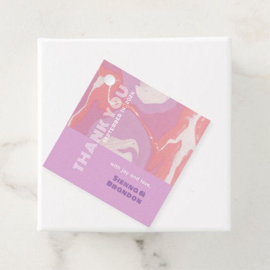 Pink Pastel Abstrakt Art Wedding Square Gefallen T Geschenkanhänger (Beispiel)