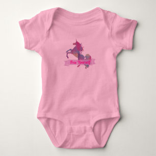 Pink Pastel Abstrakt Einhorn Silhouette Baby Strampler