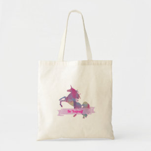 Pink Pastel Abstrakt Einhorn Silhouette Tragetasche