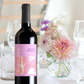 Pink Pastel Abstrakte Kunst Hochzeit Weinkarte Weinetikett