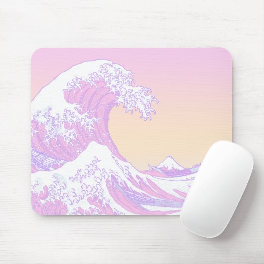 Pink Pastel Ästhetische Große Welle Mousepad (Mit Mouse)