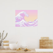 Pink Pastel Ästhetische Große Welle von Kanagawa Poster (Küche)