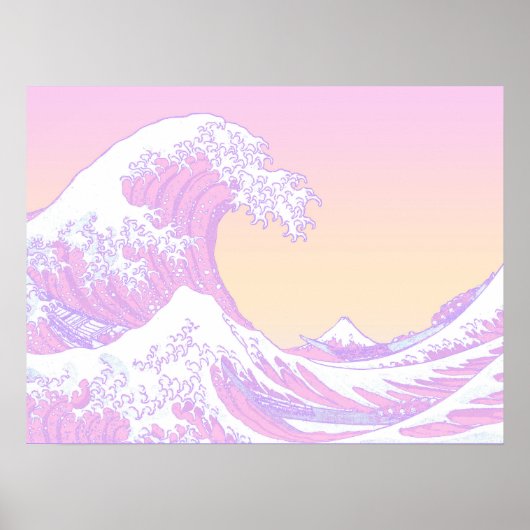 Pink Pastel Ästhetische Große Welle von Kanagawa Poster (Vorne)