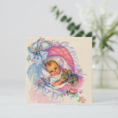 Pink Pastel Baby Girl Dusche Einladung (Stehend Vorderseite)