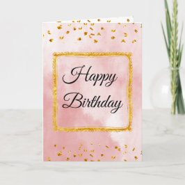 Pink Pastel Birthday Card with Gold Frame and Tins Karte